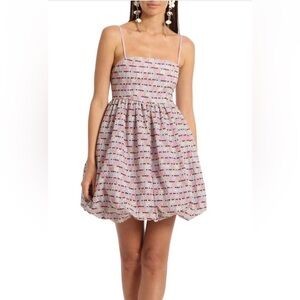 Avec Les Filles Embroidered Bubble Minidress Pink Multi Color SZ 6